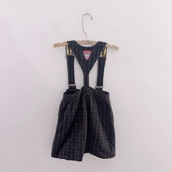 Vintage Oshkosh Skirt Overall Floral Printed Denim Skirtall - Picture 2 of 6